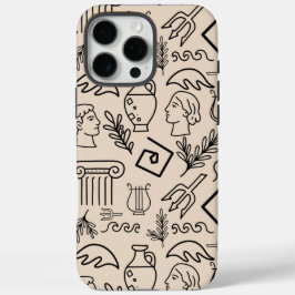 Antikes Griechenland Linienkunstmuster iPhone 16 Pro Max Hülle