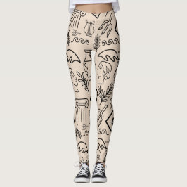 Antikes Griechenland Linienkunstmuster Leggings