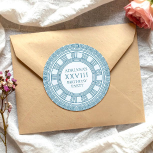 Antikes Griechenland Themenparty mit blauem Muster Runder Aufkleber