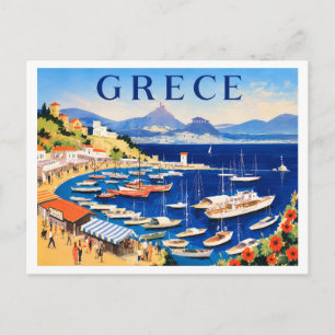 Antikes griechisches Hafenpanorama mit Blick auf d Postkarte