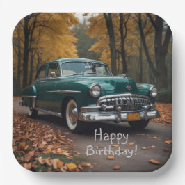 Antikes grünes Auto Pappteller