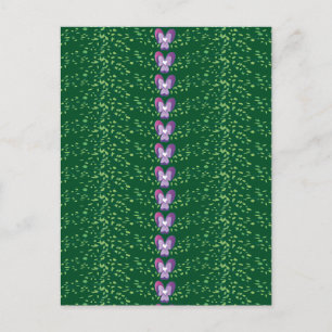 Antikes grünes Blumenmuster mit Veilchen Tapetenmu Postkarte