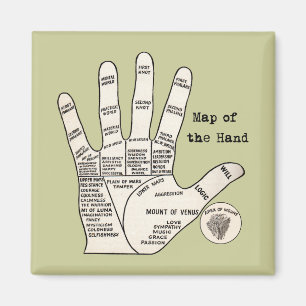 Antikes Handdiagramm eines Handlesers: Handlesekun Magnet