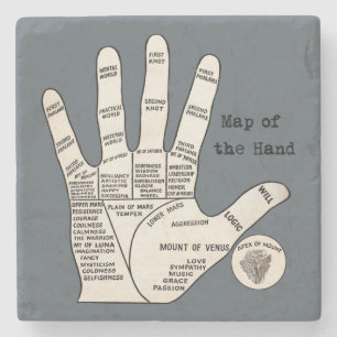 Antikes Handdiagramm eines Handlesers: Handlesekun Steinuntersetzer