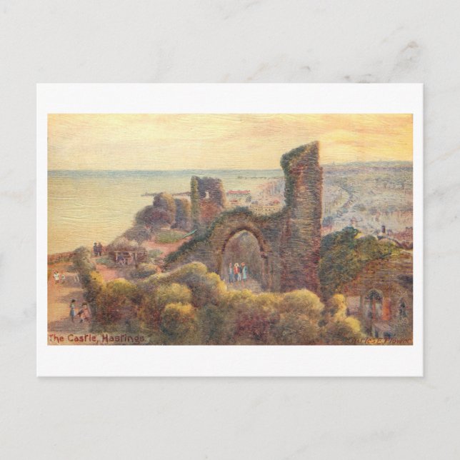 Antikes Hastings Castle Postkarte (Vorderseite)
