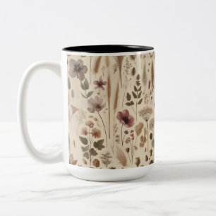 Antikes Herbarium gepresste Blumen botanisch flora Zweifarbige Tasse