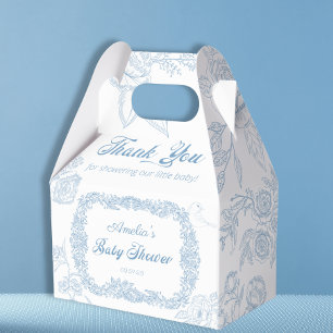 Antikes Himmelblau Toile Blumen Baby Shower Geschenkschachtel