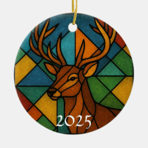Antikes Hirsch-Buntglasdesign Keramik Ornament