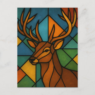 Antikes Hirsch-Tiffany-Stil-Buntglas-Kunstwerk Postkarte