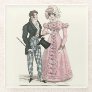 Antikes Hochzeitspaar 1823 Mann Frau Mode Glasuntersetzer