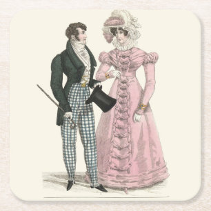 Antikes Hochzeitspaar 1823 Mann Frau Mode Rechteckiger Pappuntersetzer