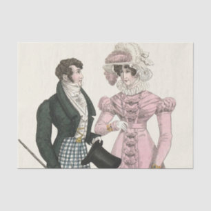 Antikes Hochzeitspaar 1823 Mann Frau Mode Seidenpapier