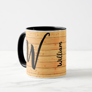 Antikes Holz Namensmonogramm, Vintage-Kaffeetasse Tasse