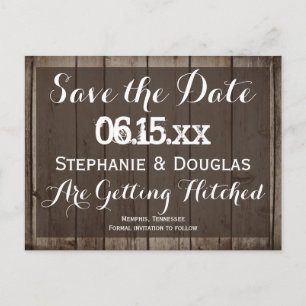 Antikes Holz Rustikale Save the Date Postkarten