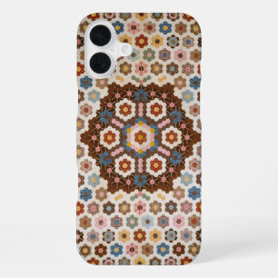 Antikes Honigwaben-Quiltmuster - Volkskunst Handwe iPhone 16 Plus Hülle