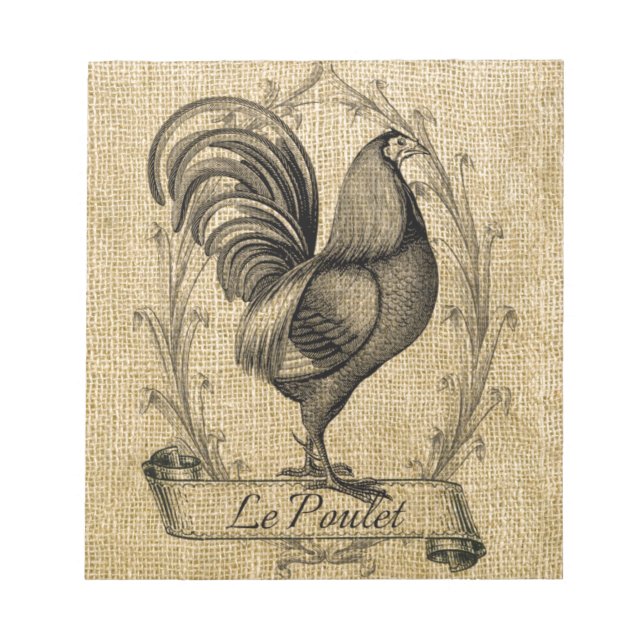 Antikes Hühner-Burlap Notizblock (Vorderseite)