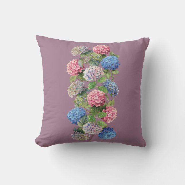 Antikes Hydrangea-Wurfkissen Kissen (Vorderseite)