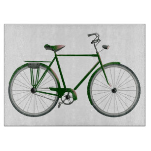 Antikes illustriertes Fahrrad Kunstglas Schneidebrett