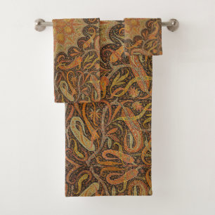 Antikes indisches Boteh Muster Badhandtuch Set