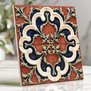 Antikes italienisches Terrakotta und Navy Fliese