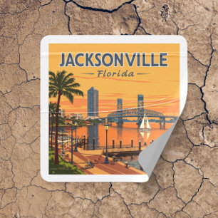 Antikes Jacksonville Florida Quadratischer Aufkleber