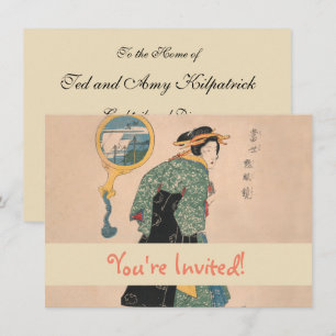 Antikes japanisches Kimono-Frauen-Ukiyo-e-Holzschn Einladung