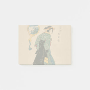 Antikes japanisches Kimono-Frauen-Ukiyo-e-Holzschn Post-it Klebezettel