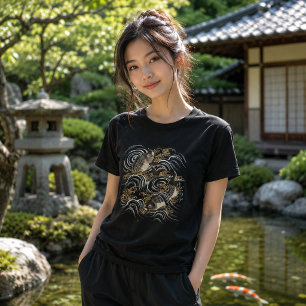 Antikes japanisches Koi-Fisch-Druckbild T-Shirt