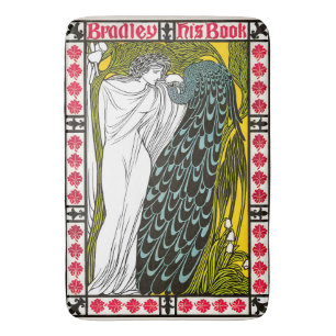 Antikes Jugendstil-Plakat Frau und Pfau Badematte