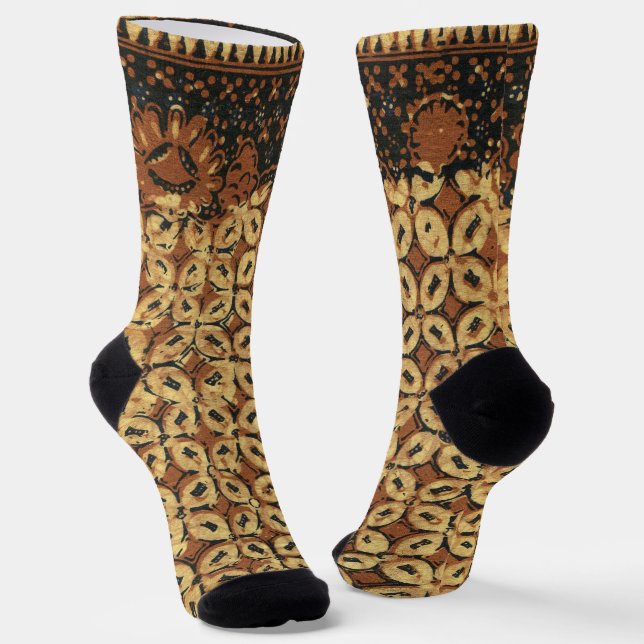 Antikes Kaffeebohnen-Geometrisches Batikmuster Socken (Gewinkelt)