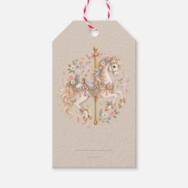 Antikes Karussellpferd Cottagecore-Geschenk  Geschenkanhänger (Vorderseite)