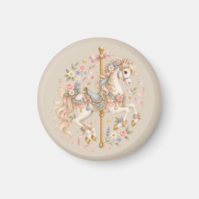 Antikes Karussellpferd Cottagecore-Geschenk  Magnet (Vorne)