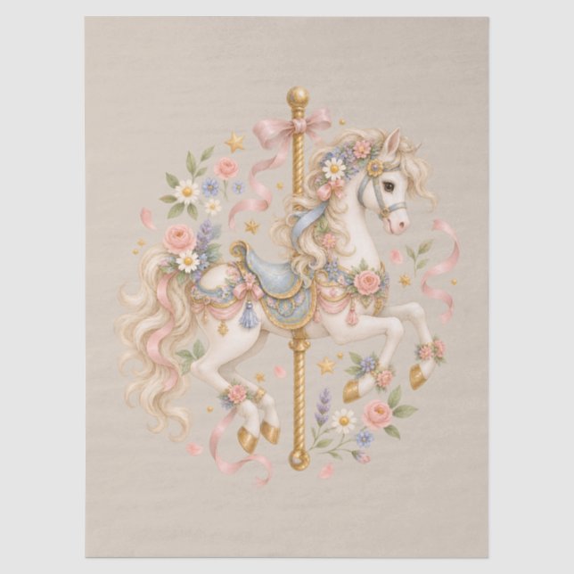 Antikes Karussellpferd Cottagecore-Geschenk  Seidenpapier (Vorderseite)