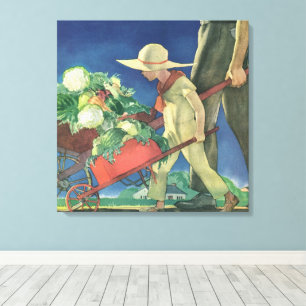 Antikes Kind, Biologischer Gartenbau; Victory Gard Leinwanddruck