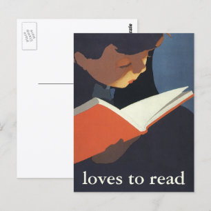 Antikes Kind liest ein Buch aus der Bibliothek Postkarte