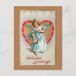 Antikes Kind mit Valentinsherz Feiertagspostkarte