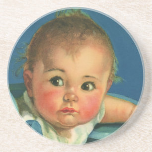 Antikes Kind, süßes Baby Mädchen oder Junge im Hoc Sandstein Untersetzer