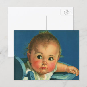 Antikes Kind, süßes Baby Mädchen oder Junge im Kin Postkarte