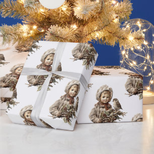 Antikes Kinder-Weihnachtspapier Geschenkpapier