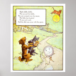 Antikes Kinderzimmer-Druckbild - Katze und Fiedel Poster
