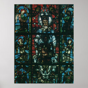 Antikes Kirchenfenster mit Buntglas Poster