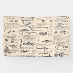 Antikes Köderkatalog-Seite Vintage-Druck Banner