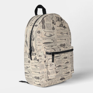 Antikes Köderkatalog-Seite Vintage-Druck Bedruckter Rucksack