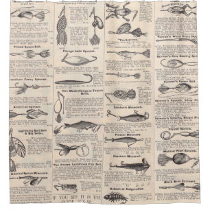 Antikes Köderkatalog-Seite Vintage-Druck Duschvorhang