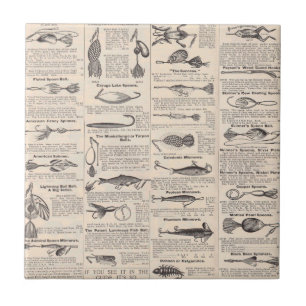Antikes Köderkatalog-Seite Vintage-Druck Fliese