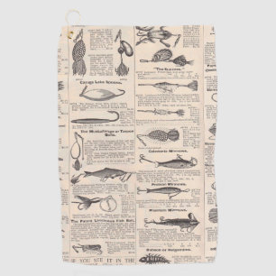 Antikes Köderkatalog-Seite Vintage-Druck Golfhandtuch