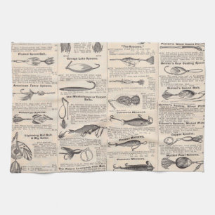 Antikes Köderkatalog-Seite Vintage-Druck Handtuch