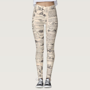 Antikes Köderkatalog-Seite Vintage-Druck Leggings