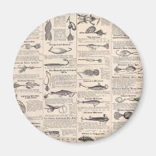 Antikes Köderkatalog-Seite Vintage-Druck Magnet