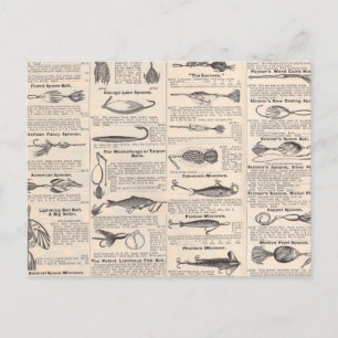 Antikes Köderkatalog-Seite Vintage-Druck Postkarte